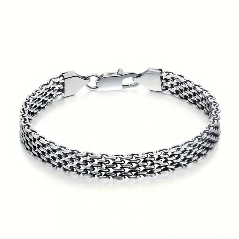 Men’s 8” Stainless Steel Chunky Tennis Bracelet - Picture 1 of 5